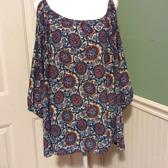 LE Lis peek a boo sleeves shoulder strap XL hides flaws boho summer lightweight - Picture 1 of 10